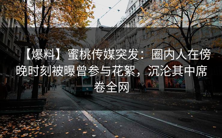 【爆料】蜜桃传媒突发：圈内人在傍晚时刻被曝曾参与花絮，沉沦其中席卷全网
