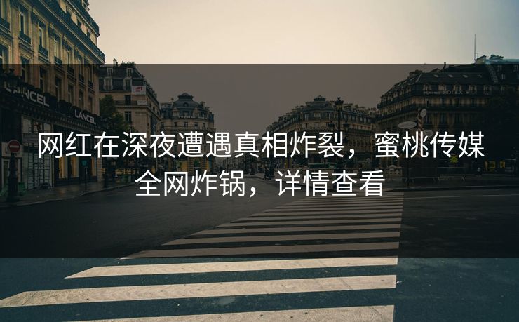 网红在深夜遭遇真相炸裂,蜜桃传媒全网炸锅,详情查看 网红在深夜遭遇真相炸裂,蜜桃传媒全网炸锅,详情查看