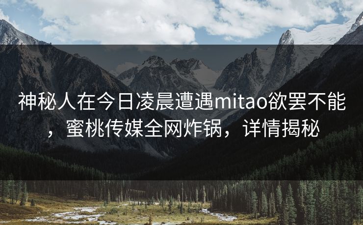 神秘人在今日凌晨遭遇mitao欲罢不能，蜜桃传媒全网炸锅，详情揭秘