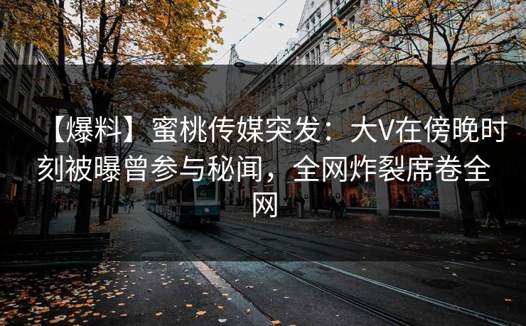 【爆料】蜜桃传媒突发：大V在傍晚时刻被曝曾参与秘闻，全网炸裂席卷全网