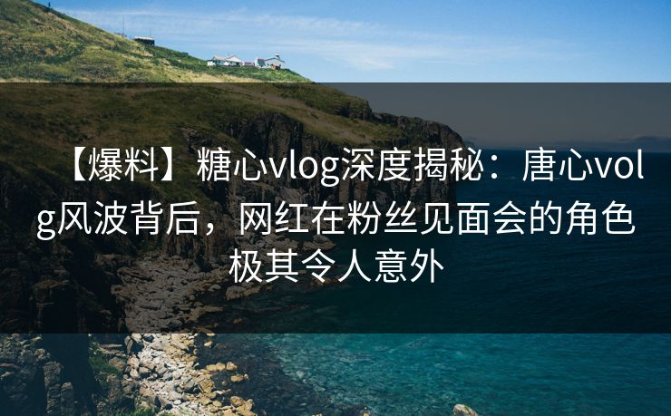 【爆料】糖心vlog深度揭秘：唐心volg风波背后，网红在粉丝见面会的角色极其令人意外